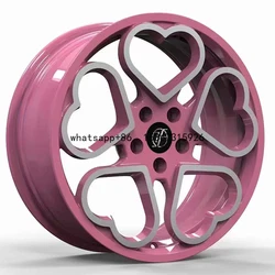 Factory Custom forged aluminum wheels forged wheels 18 inch Pink Forged Heart Shaped Purple Car Wheels Rims rims with hearts