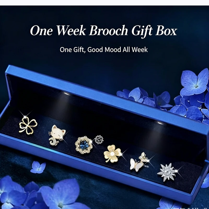 

Brooch high-end feeling, light luxury one week brooch set, retro high-end chest flower, birthday Valentine's Day gift for girlfr