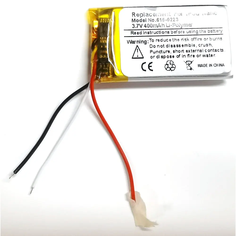 Replacement Battery For ipod Nano1 1st Gen Generation MP3 Li-Polymer Rechargeable Nano 1 616-0223 Batteries