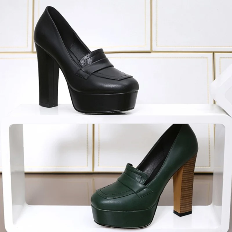 Elegant High Heels Shoe Woman Sexy Platform Dress Pumps Autumn Spring Black Green Heeled OL Party Office Wedding Shoes Ladies view 5