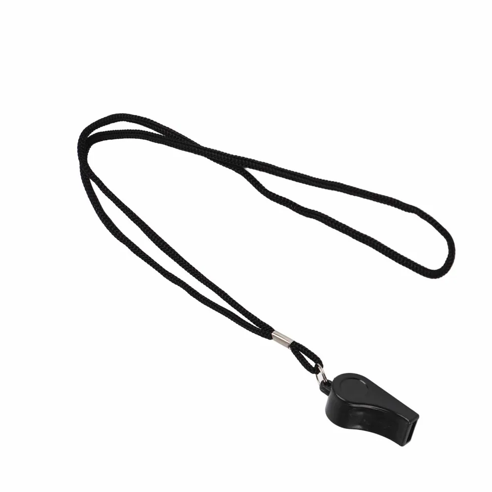 Whistle Black Plastic Whistle With Lanyard ABS Referee Whistle Coach Whistle Referee Use