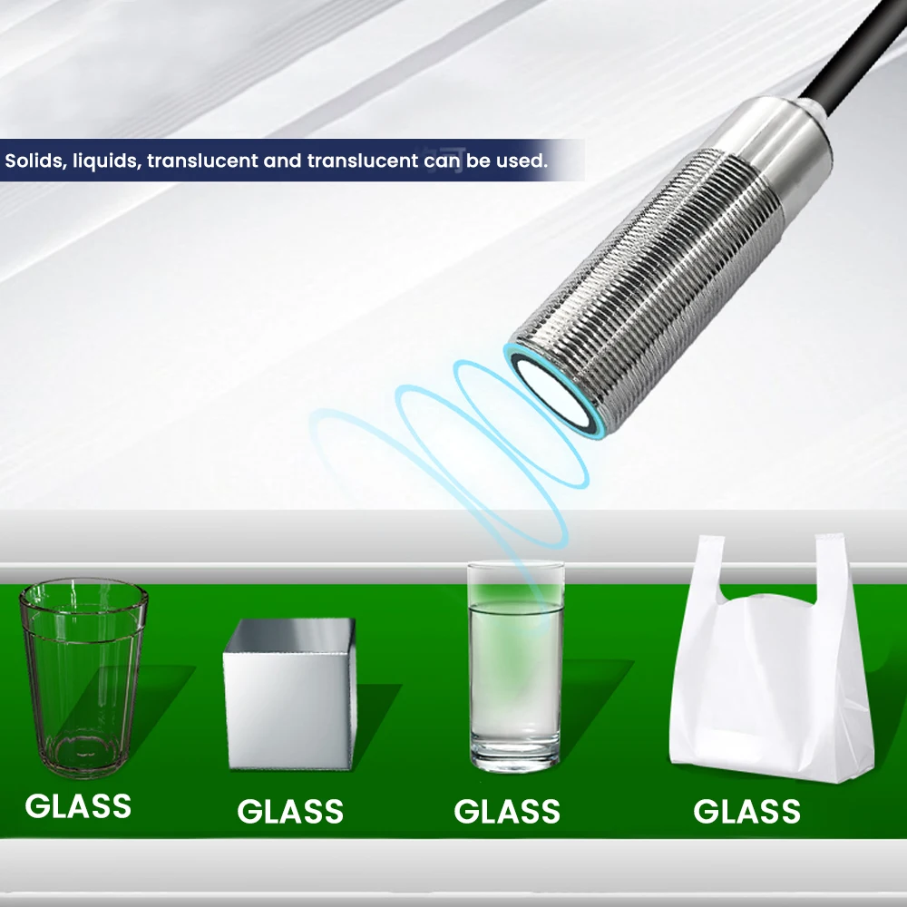 30mm-1000mm Ultrasonic Distance Sensor for Liquid Solid Level Detection Transmitter High-Precision Distance Detector RS485 PNP