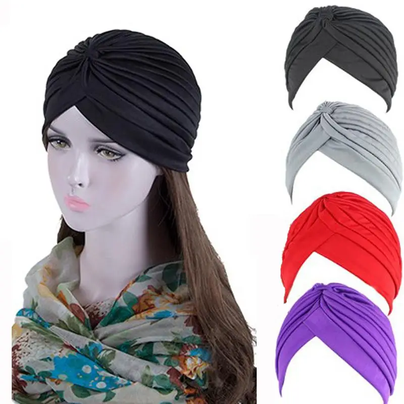 Turban musulman avec plis pour femme, écharpe, hijab intérieur islamique, casquettes, enveloppement arabe, indien, chapeaux féminins, nouvelle mode