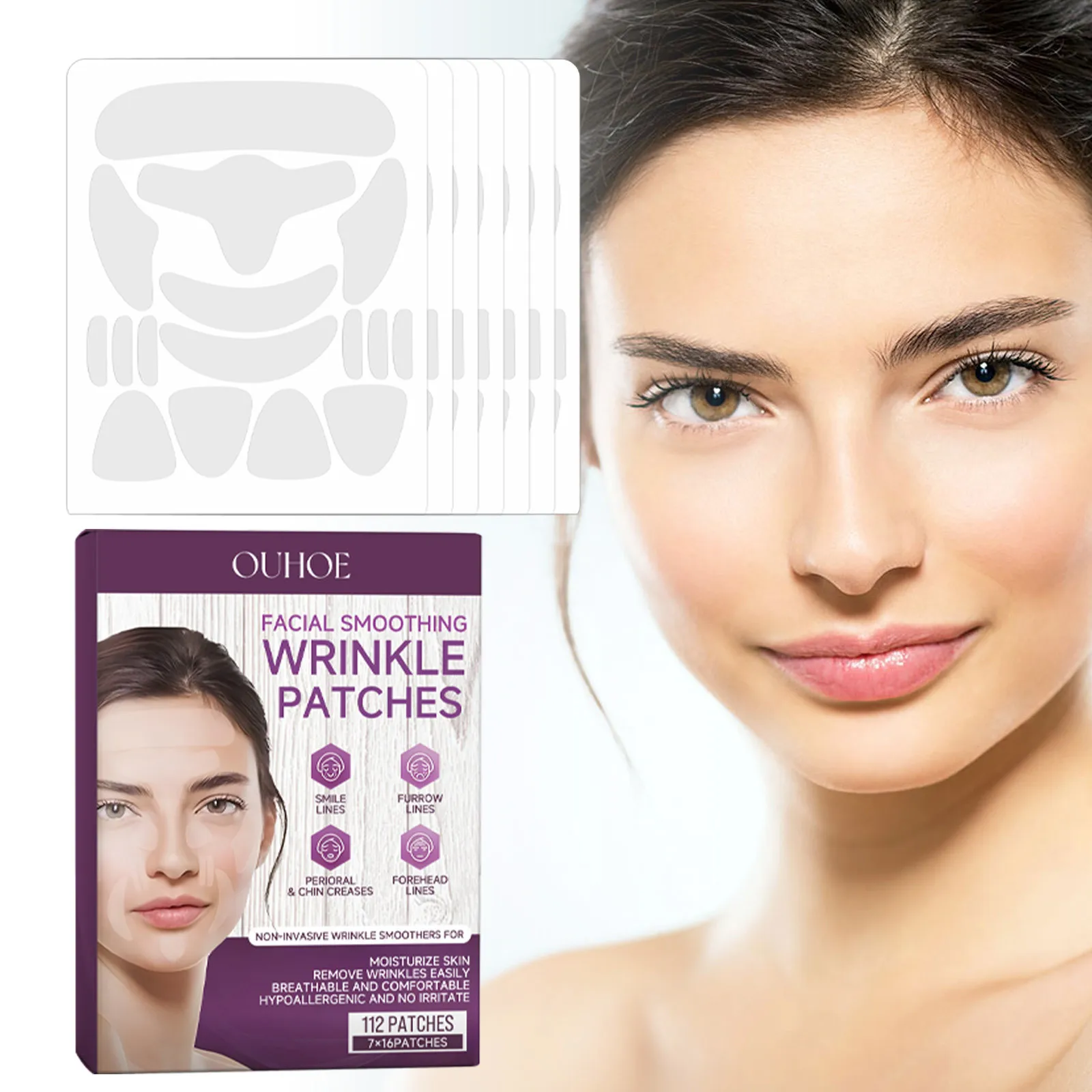 Patchs de lifting pour le visage, masque invisible, traitement raffermissant et adoucissant pour le front, le cou, les yeux, les joues, les ridules, les soins de la peau