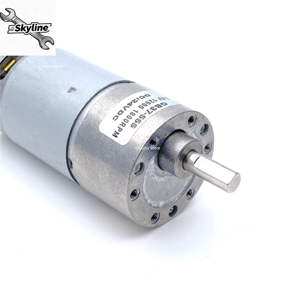 37GB-550 555 DC Gear Motor 6V 12V 24V All-Metal Gear Low Speed 2-1800RPM Quiet Motor