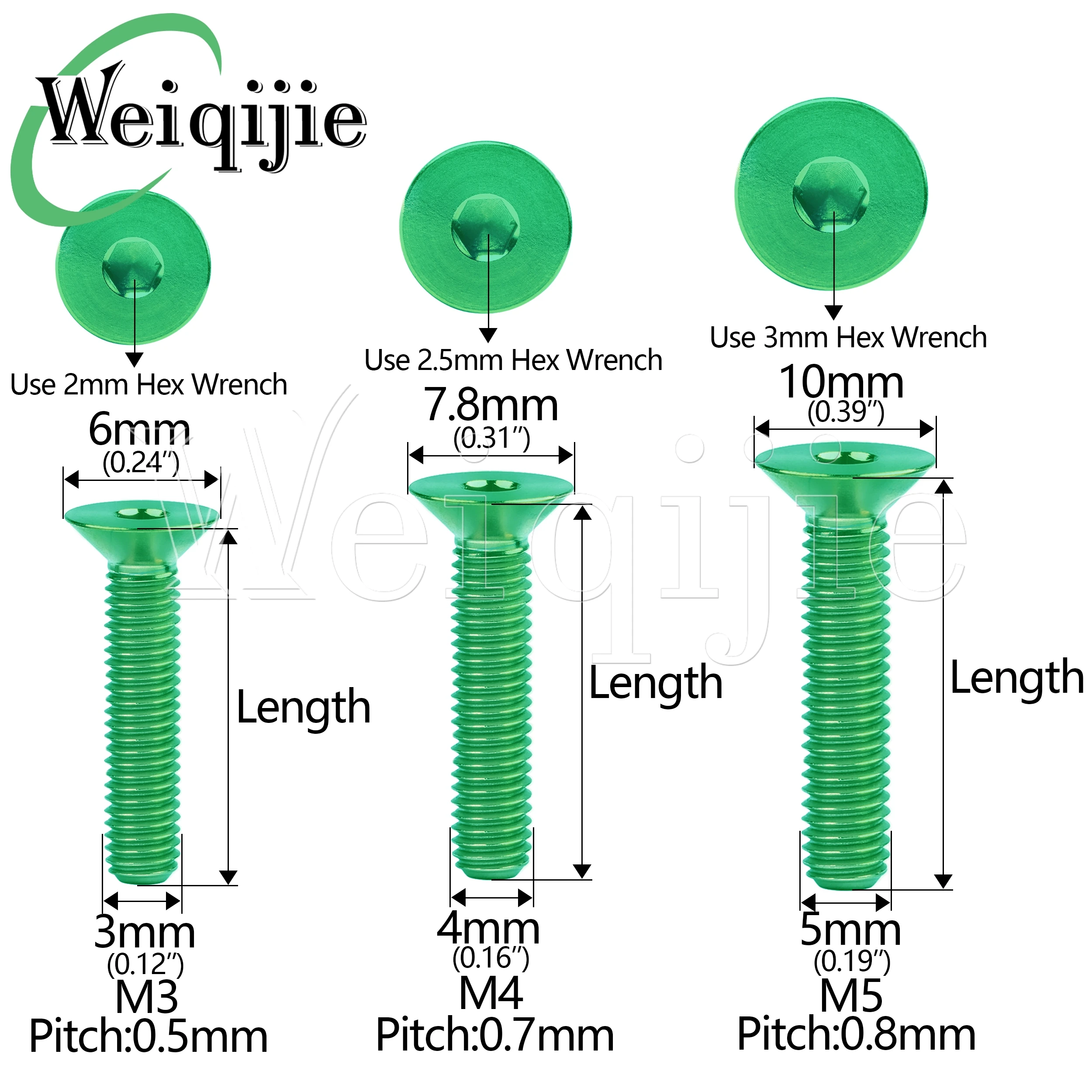 Weiqijie-Boulon en titane M3/figurine/M5, 6/8/10/12/15/18/20/25/30mm, accessoires de vélo