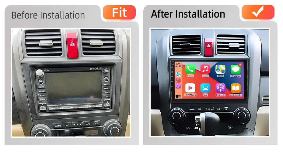 AWESAFE 9-Zoll-Android-Radio für Honda CR-V 3 RE CRV 2007-2011, kabelloses CarPlay & Android Auto, GPS-Navigation, Multimedia, Unterstützung für Lenkradsteuerung, Subwoofer, Verstärker, Rückfahrkamera, EU Plug-and-Play, DAB+, digitales Autoradio, 2-DIN-Autoradio, Stereo, RDS, DSP, FM – Detail 3