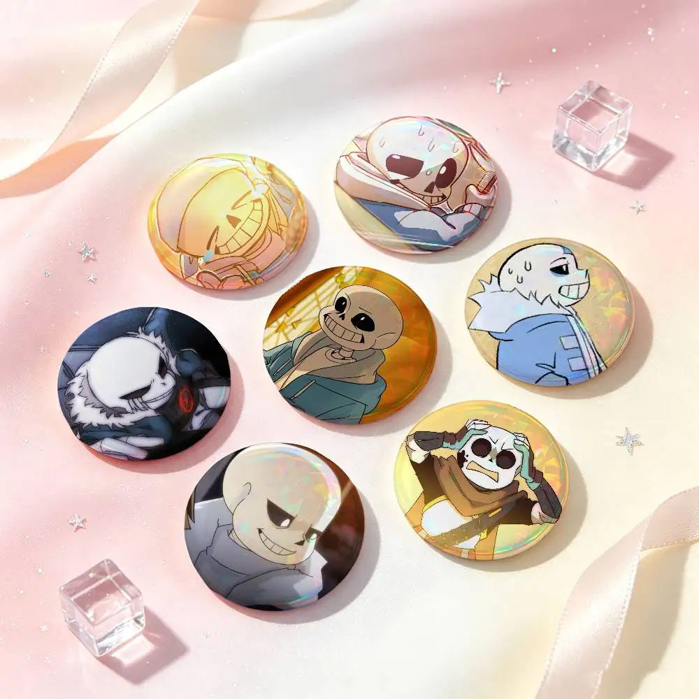 Hot Anime Game Undertale Sans Badges 25 32 44 58 75 Mm Round Cosplay Pin Bag Decor Fans Collect Friends Gifts Brooch Souvenir