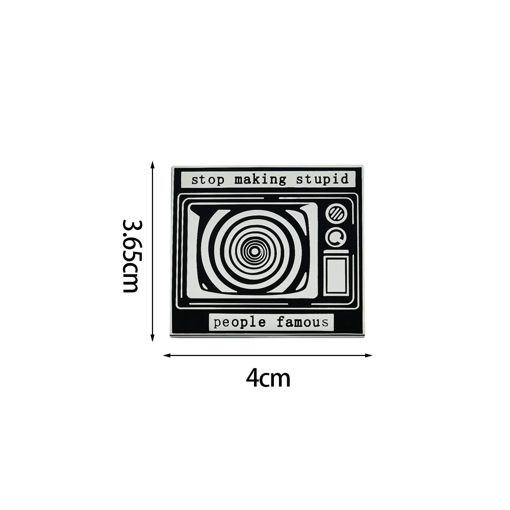 لا تجعل الحمقى الشهيرة بعد الآن بروش دوامة التلفزيون شارة أسود أبيض خط معدني دبوس أنيمي الطرفية الإكسسوارات #6