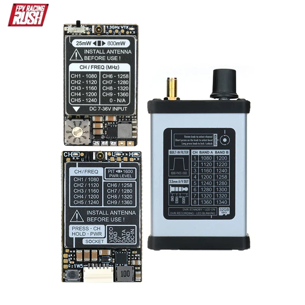 

Rushfpv Rush fpv 1.2G/1.3G 800mW/1.6W 8CH Video Transmitter FPV VTX, 1.2G/1.3G VRX