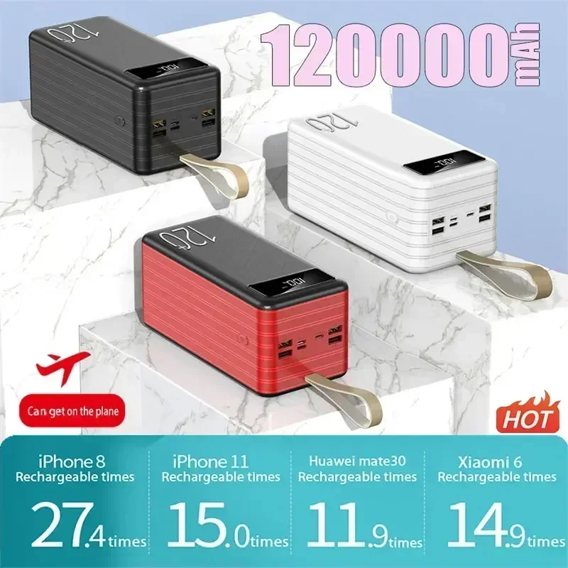 

Power Bank 120 Вт 120000 Портативное зарядное устройство большой емкости, сверхбыстрая зарядка, внешний аккумулятор Powerbank для IPhone Huawei