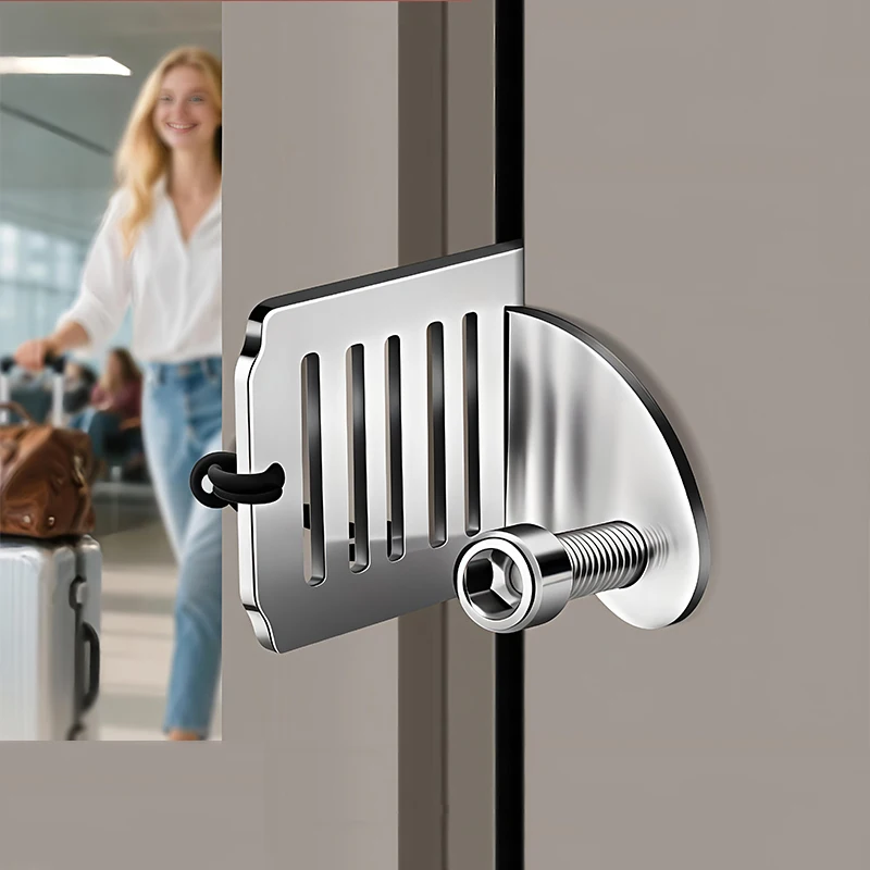 2 Portable Non Perforated Safety Door Locks, Polished Metal with Touch Control