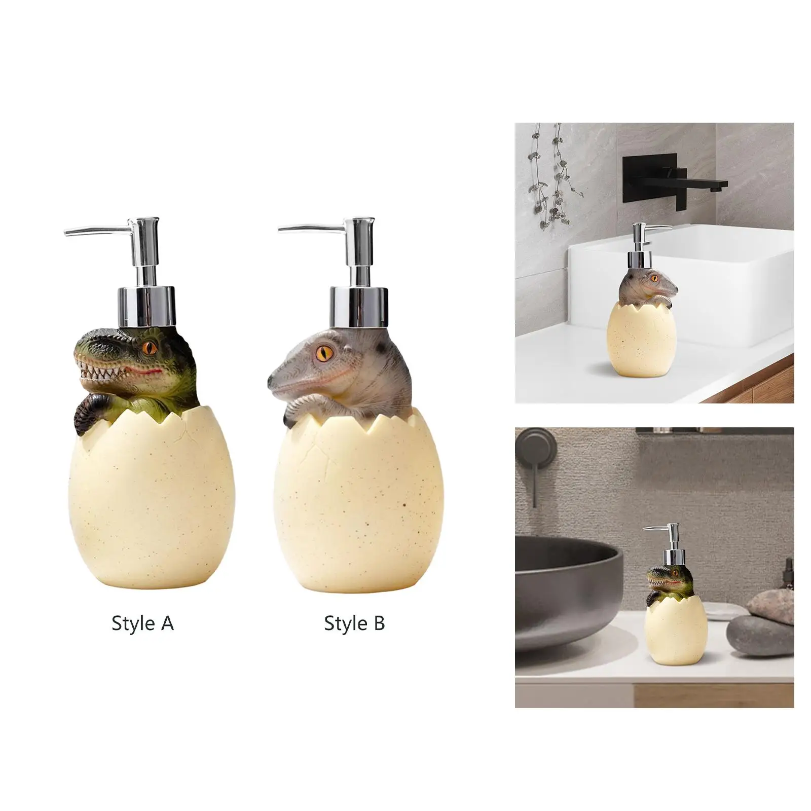Refillable Dinosaur Cute Egg Soap Dispenser Vinyl Lotion Pump Bathroom Accessory for Kitchen Sink