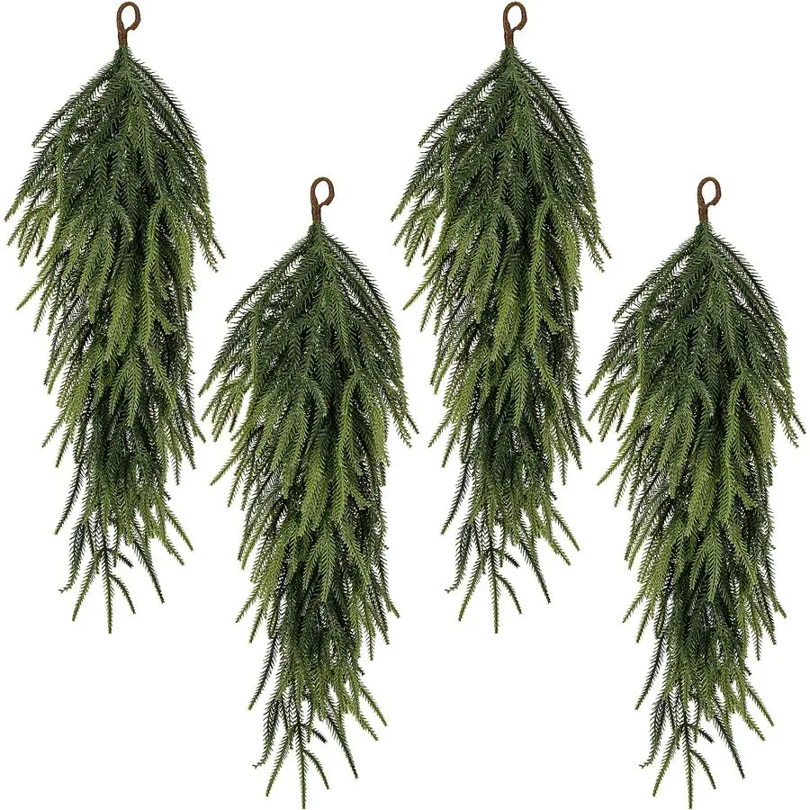 

Pcs Extra Length Artificial Christmas Teardrop Swag, 30 Faux Pine Needles Teardrop Door Swag, Christmas Norfolk Greenery Teardro