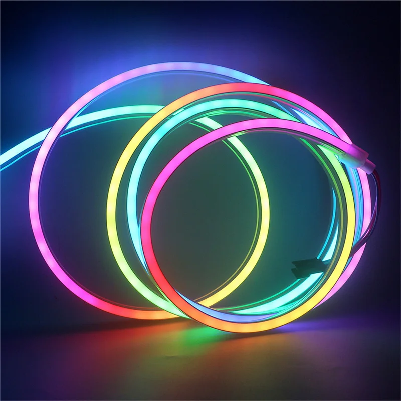 TUYA Neon LED Strip Lights 5V Neon Rope Light 1M/2M/3M 84LEDs/M with Music Sync RGBIC Dreamcolor Chasing Strip Tape Lighting