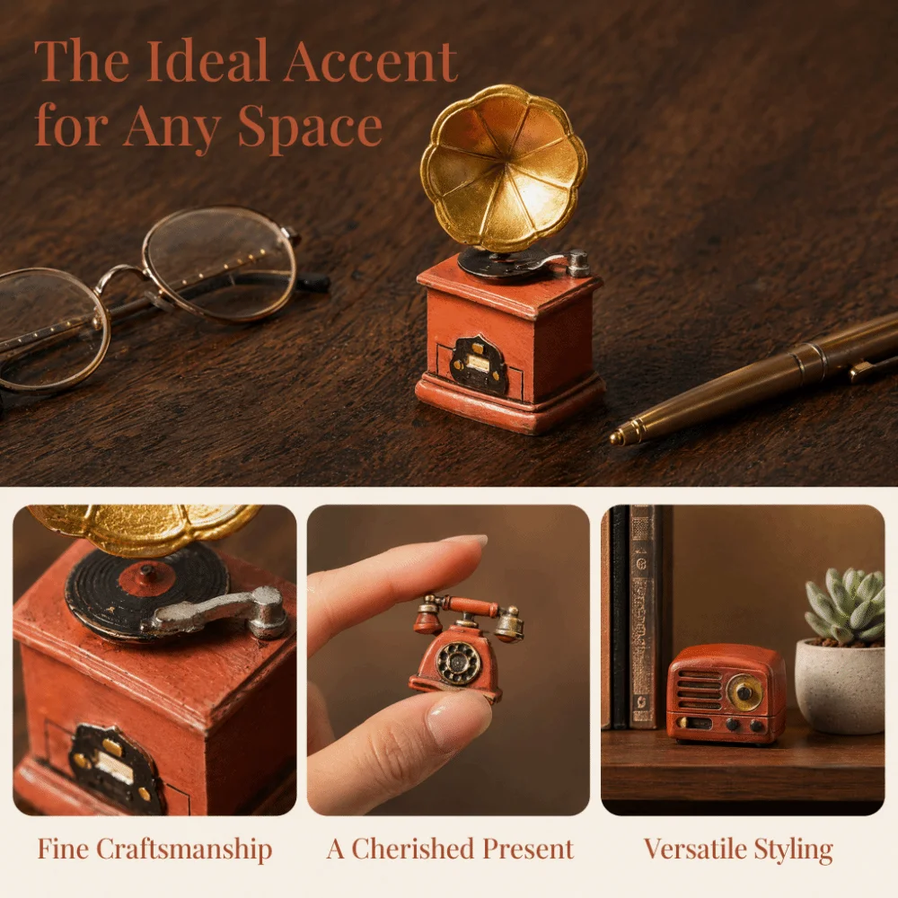 Resin Retro Resin Miniature Tabletop Ornament Detailed Carved Exterior Texture Retro Tone Small Resin Craft Photography Prop