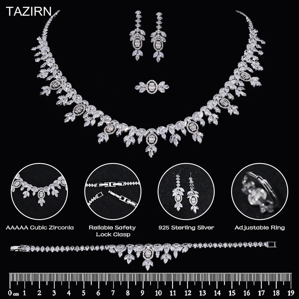 TAZIRN Dubai Nigeria Africa 2/4PCS Cubic Zirconia Jewelry Sets For Women Bridal Wedding Party Luxury CZ Crystal Jewelry Set Gift