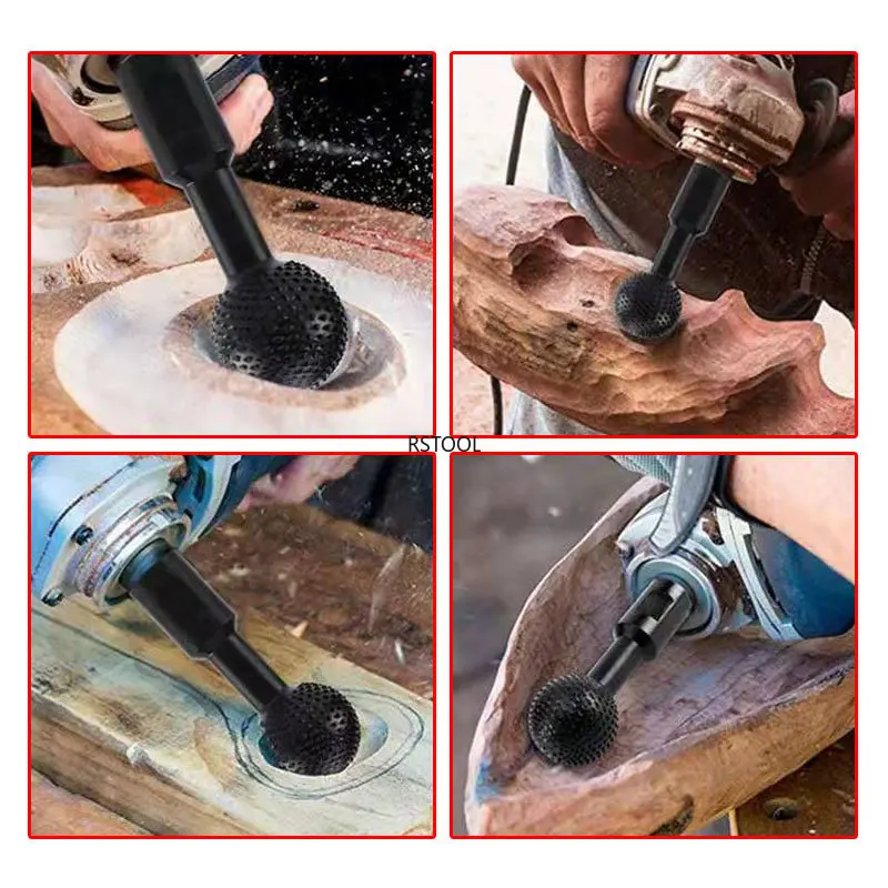 Husillos esféricos con forma de Gouge de bola, accesorio de tallado de potencia para amoladora angular, herramienta de tallado de ranura de madera,