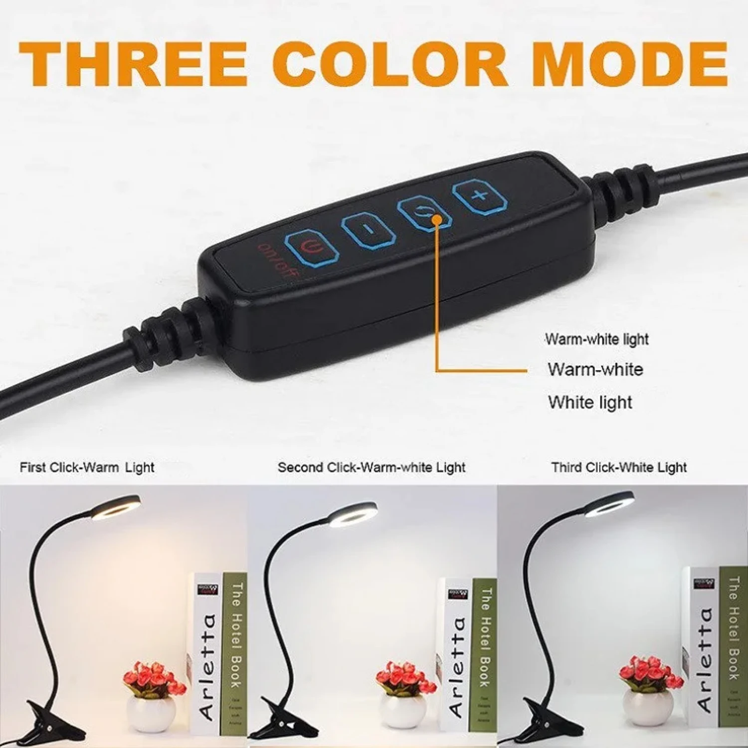 Dimmable USB LED Luzes de Leitura com Gooseneck flexível, Clip On Abajur para Quarto Interior, Eye Protection Mesa Luz, B, Novo