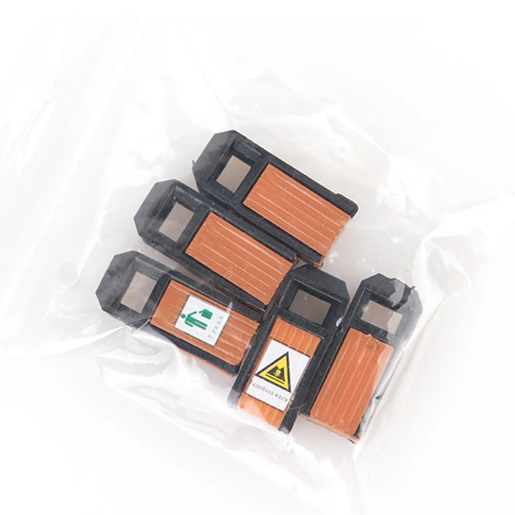 5 Pcs Mini Trash Can DIY Model Small Garbage House Apartment Decoration Decorative Sand Table Abs