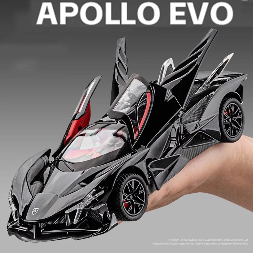 

1:24 Apollo EVO, литая под давлением модель из сплава, игрушечные спортивные машинки, 2 двери, открытый звук, свет, откатный назад, миниатюрный гоночный автомобиль, игрушки, подарки для мальчиков