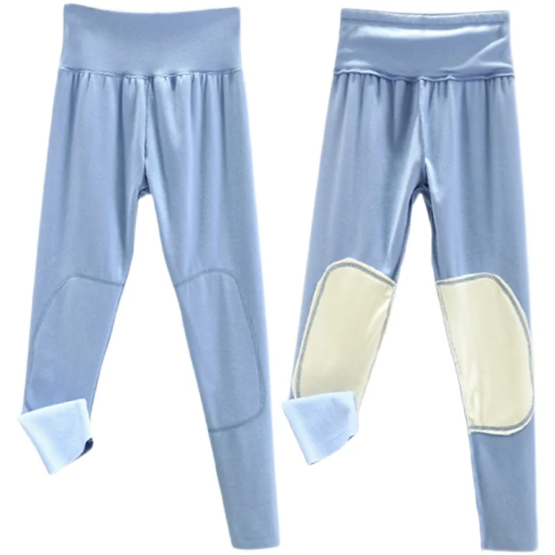 ارتفاع الخصر Thiened Fce المرأة الخريف السراويل على الوجهين التدفئة كبيرة الحجم Sl الحرارية قاعدة طبقة السراويل