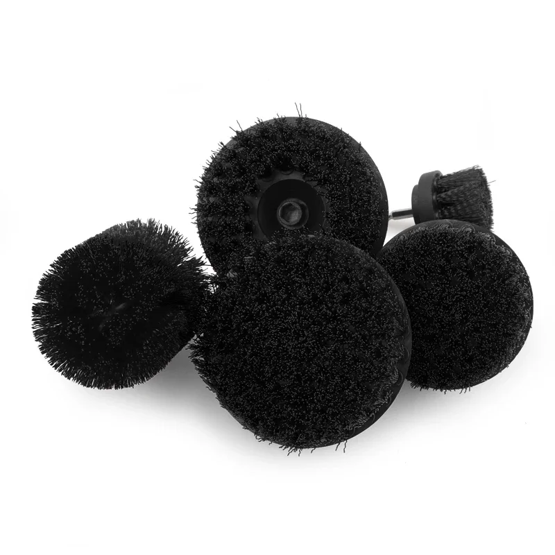 2/3.5/4/5'' Black Disc Drill Brush Attachment Power Hard Bristle Scrubber for Polisher Bathroom Cleaning Kit with Extender