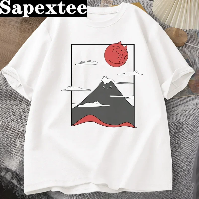 Lustige Katze Grafik T Shirts Japanische Katze Graphic Tee Baumwolle Gedruckt Kurzarm T-shirts Männer Frauen Harajuku Hohe Qualität Kleidung