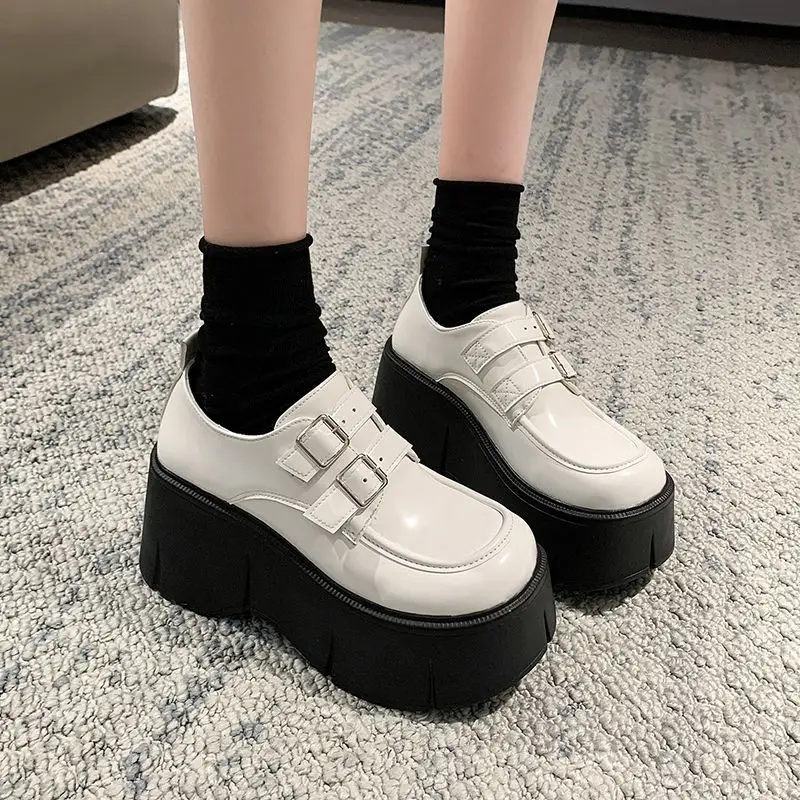Black Mary Jane  Leather Shoes Women's 2025 New Spring British Style Platform Heightening Japanese Style JK Thick Bottom ...