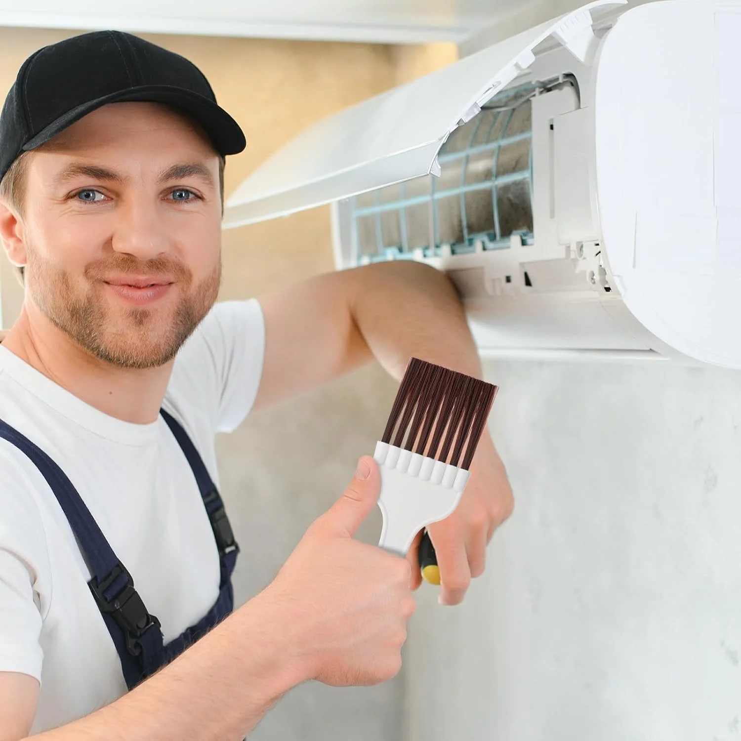 2 Pcs Air Conditioner Condenser Fin Cleaning Brush, Small Refrigerator Radiator Coil Whisk Plastic AC HVAC Evapo