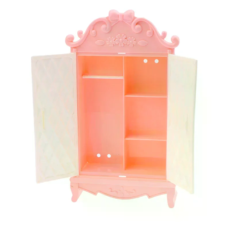 1Pc Dollhouse Miniature Pink Storage Cabinet Wardrobe Locker Furniture Model Decor Toy Doll House Accessories