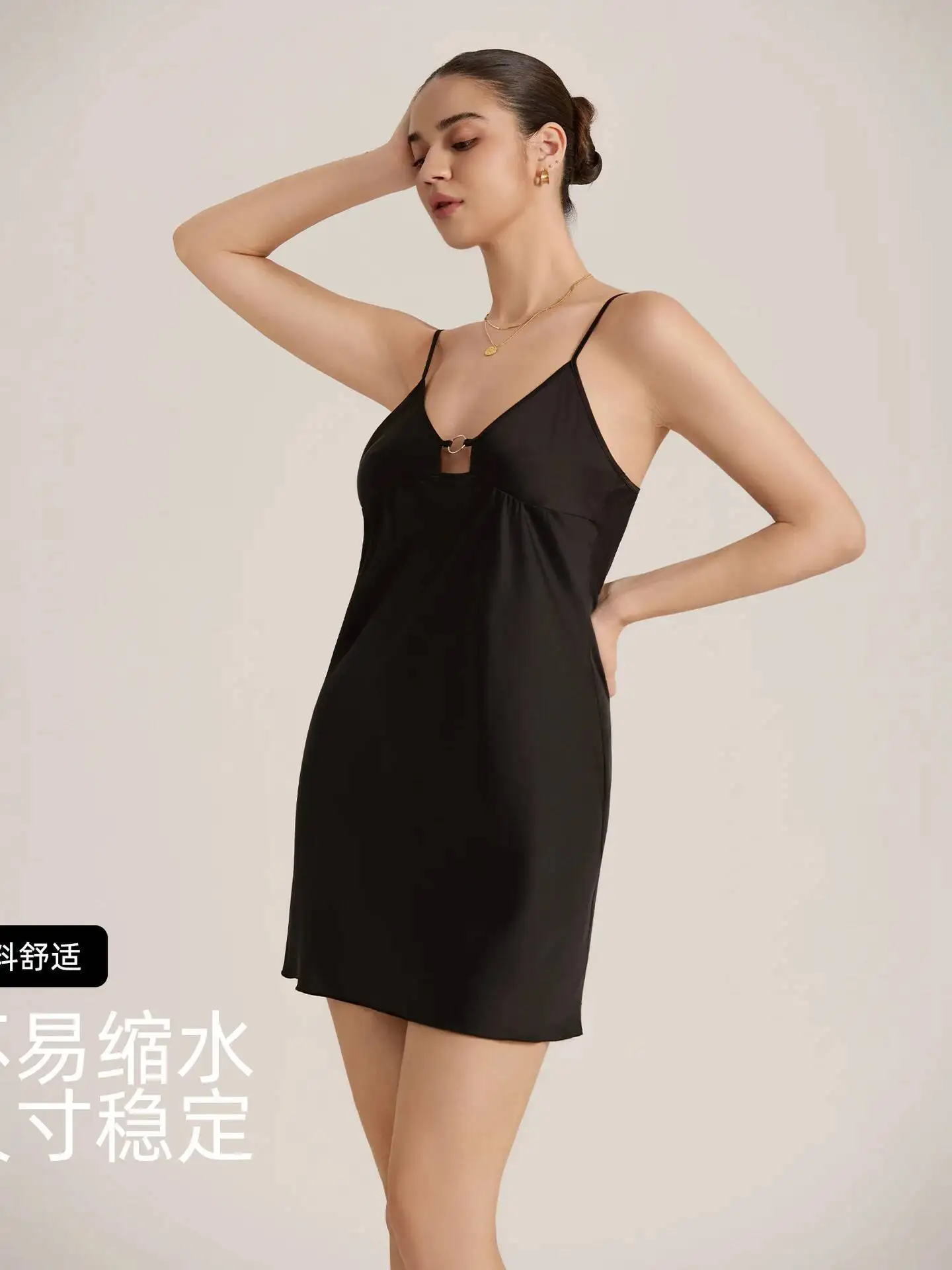 Chemise de nuit courte en Satin et mousseline de soie pour femmes, ajourée, Sexy, dos nu, soie glacée, vêtements de maison, Style élégant, belle, Q6MY, été