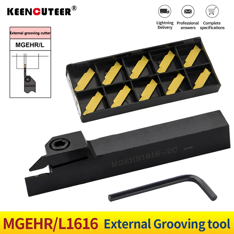 MGEHR1616-1.5/2/2.5/3/4 External Grooving Tool Holder MGMN Carbide Inserts Straight Shank Turning Tool Bar for Lathe