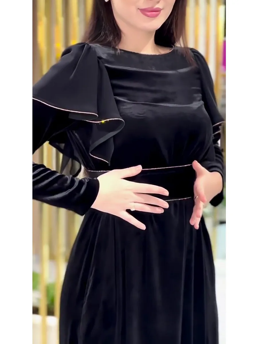 Eid Muslim Dress for Women Abaya Morocco Party Dresses Ramadan Slim Fit  Abayas Kaftan Elegant Black Dubai Arab Long Robe 2024