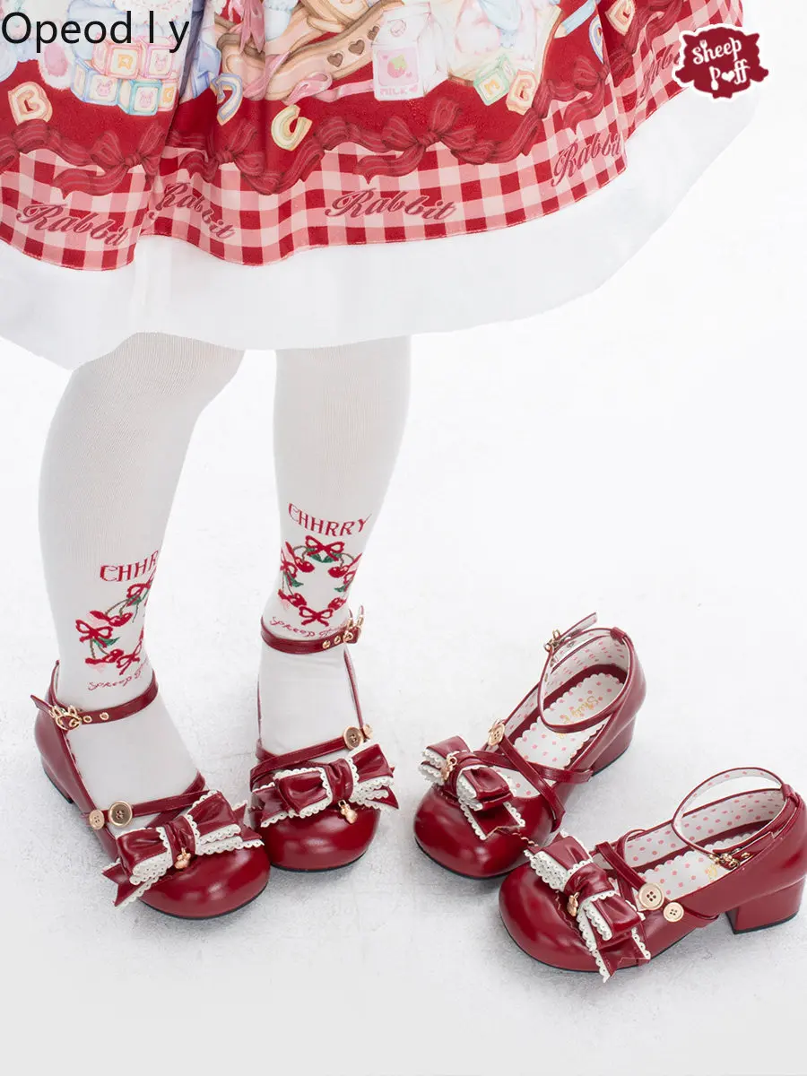 

Sweetheart Girl Japanese Original Design Sense Lolita Low Heel Single Shoes Bow Round Head Thick Heel Doll Sense Single Shoes