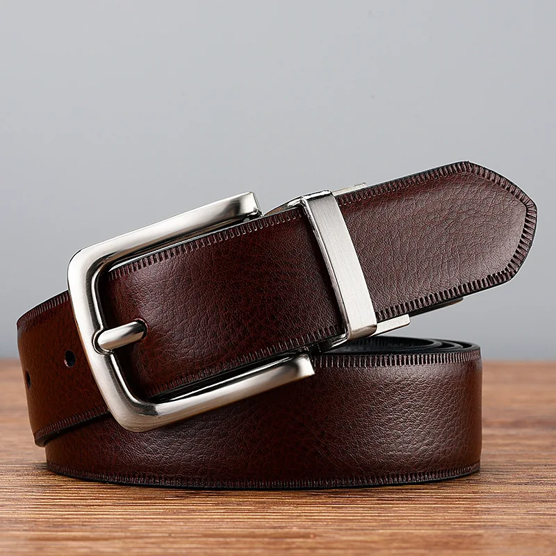 

2023 New Luxury Belt For Men Genuine Leather Rotating Buckle Double Sided Belt Classic Fashion Casual Business Youth Jeans Belts