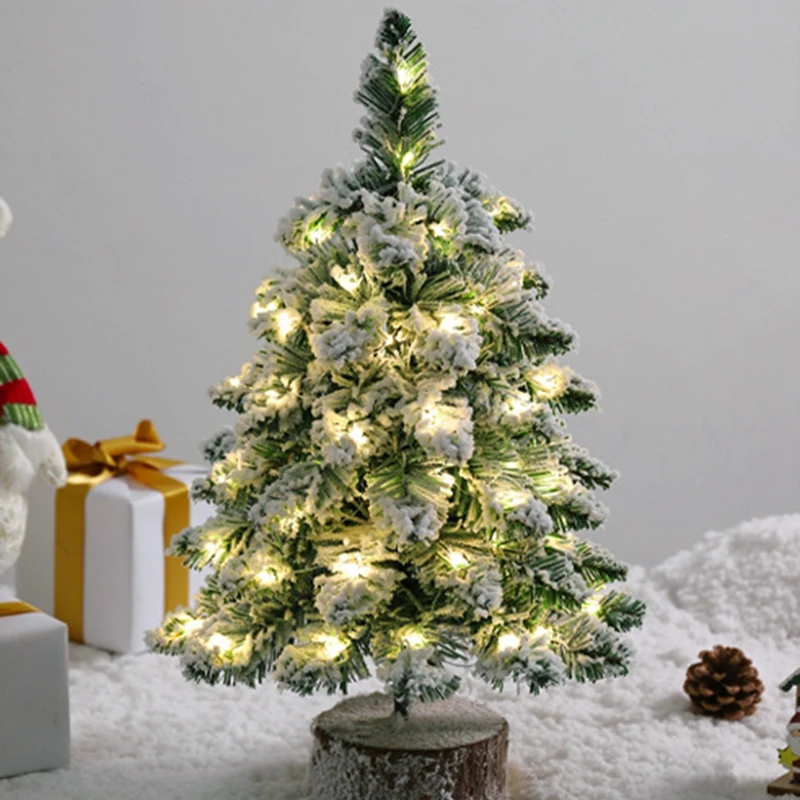 Mini albero di natale ornamento da tavolo albero di natale di neve bianca artificiale con luci forniture per feste a casa di natale Navidad 2024