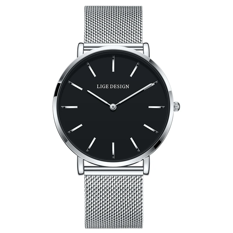 Women\'s Black Mesh Stainless Steel Slim Thin Waterproof Round Luxury Wrist Watch Michael Kors Women main image 2