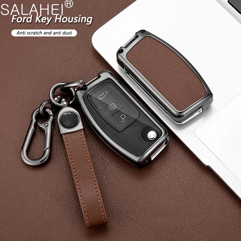 Leather Car Remote Key Fob Case Cover Shell For Ford Fiesta Focus 2 Ecosport Kuga Escape Falcon B-Max C-Max Eco Sport Galaxy