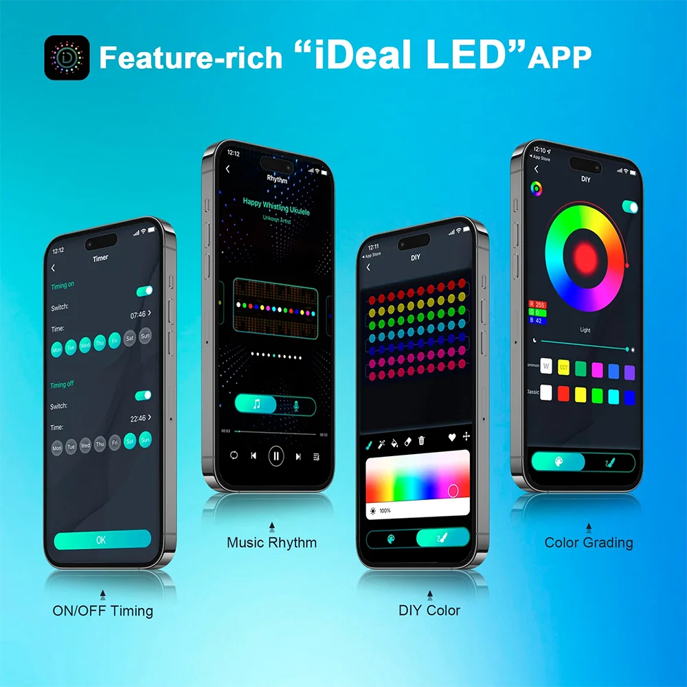 Lampu Peri RGBIC Bluetooth USB 10M 50LED Tali Lampu Natal dengan Aplikasi Remote Control Dekorasi Karangan Bunga Pohon Natal