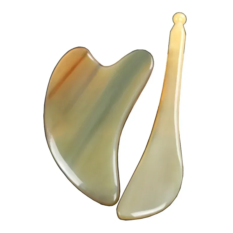 สีขาวธรรมชาติ YakOx Horn Gua Sha สําหรับ Face Scraper Tendon Stick นวดหน้าความงามสุขภาพ Relax Eye Face คอกลับ Body