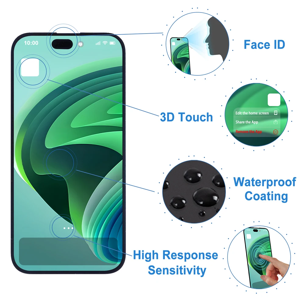 A2890 A2650 A2889 A2892 100% Tested Premium Display For iPhone 14 Pro Lcd 3D Touch Screen Replacement  Support 120hz True Tone