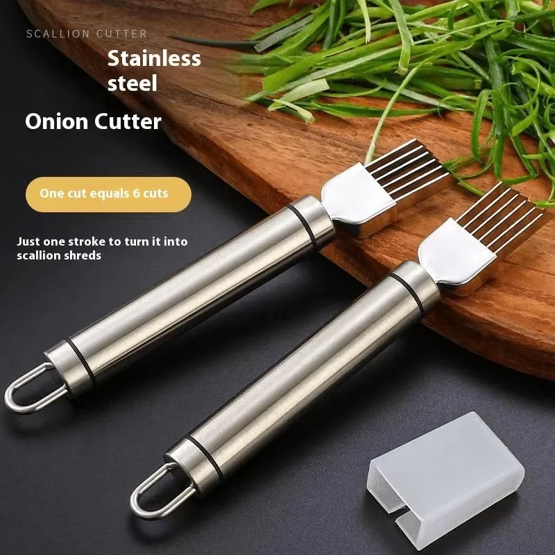 1pcs 316 Stainless Steel Green Onion Shredder, Professional Spring Onion Slicer for Salad and Garnish