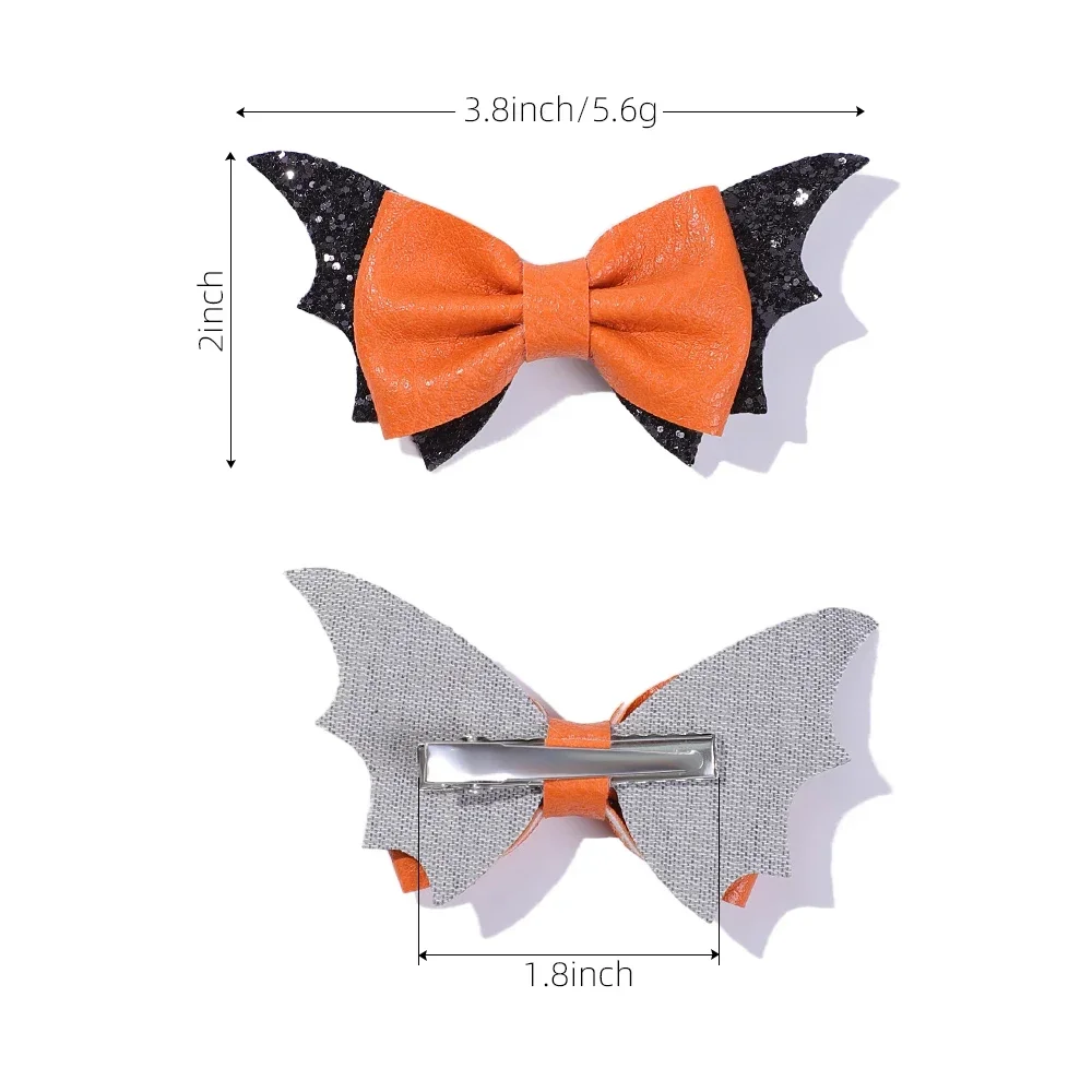 2pcs Halloween Barrettes Bat Wing Bow Hair Clips Girls Bangs Clips Theme Party Performance Headdress Barrettes Cosplay Headwear