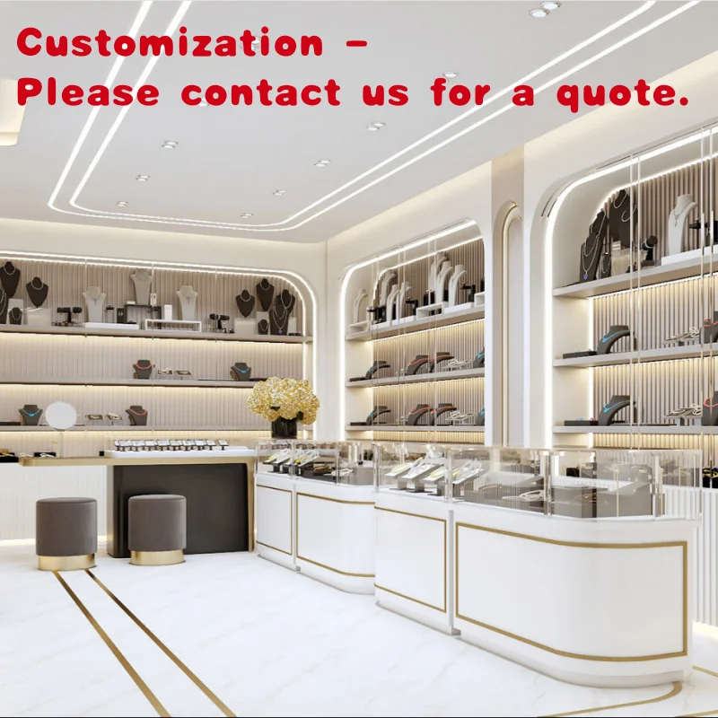 

custom.Customized Fine Jewelry Store Display Furniture Luxury Necklace Mall Kiosk Design Lockable Glass Jewelry Counter Showcase