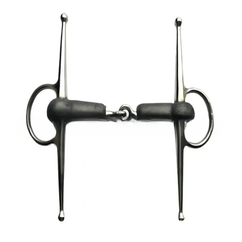 Full Cheek Rubber Snaffle Bit, Stainless Steel Horse Mouth Bit, Equestrian Riding Tack