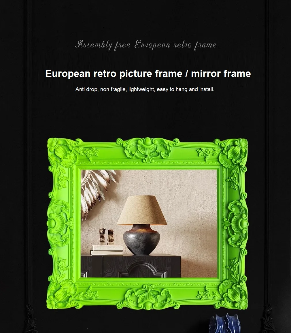 European Style Photography Decoration Props Photo Picture Frame, ABS Plastic Fluorescent Green Wedding Decoration Frame