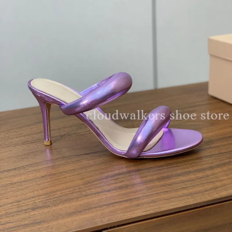 Niche Multi-Color Soft Upper One Strap Slippers Fashion Peep Toe Slip On Stiletto Slippers Daily Date Commute Versatile Slippers