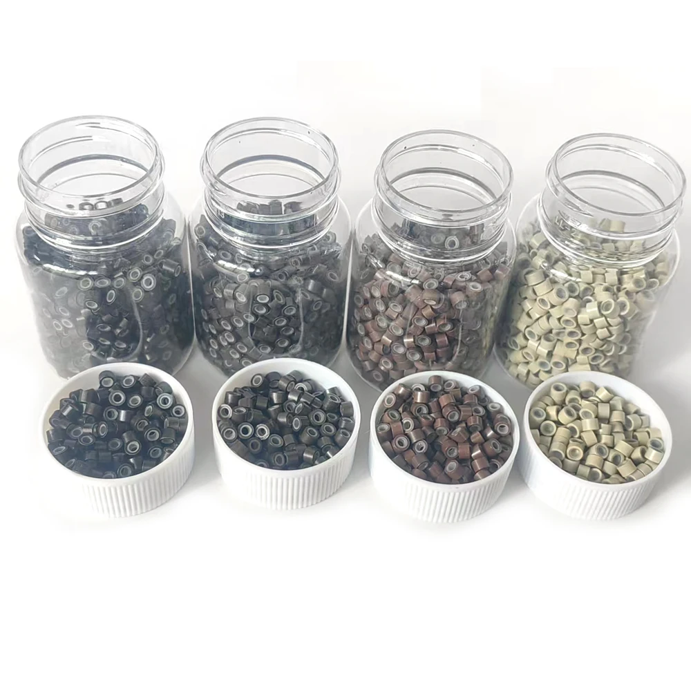 

1000 PCS Silicone Lined Micro Ring 4.0x2.0x2.7mm Brown Microlinks Beads For Invisible Weft Extensions
