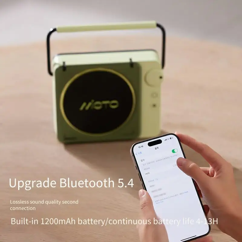 مكبر صوت بلوتوث ريترو HIFI مع ضوء جو ثلاثي التروس هدية عيد ميلاد أنيقة صوت لاسلكي صغير محمول
